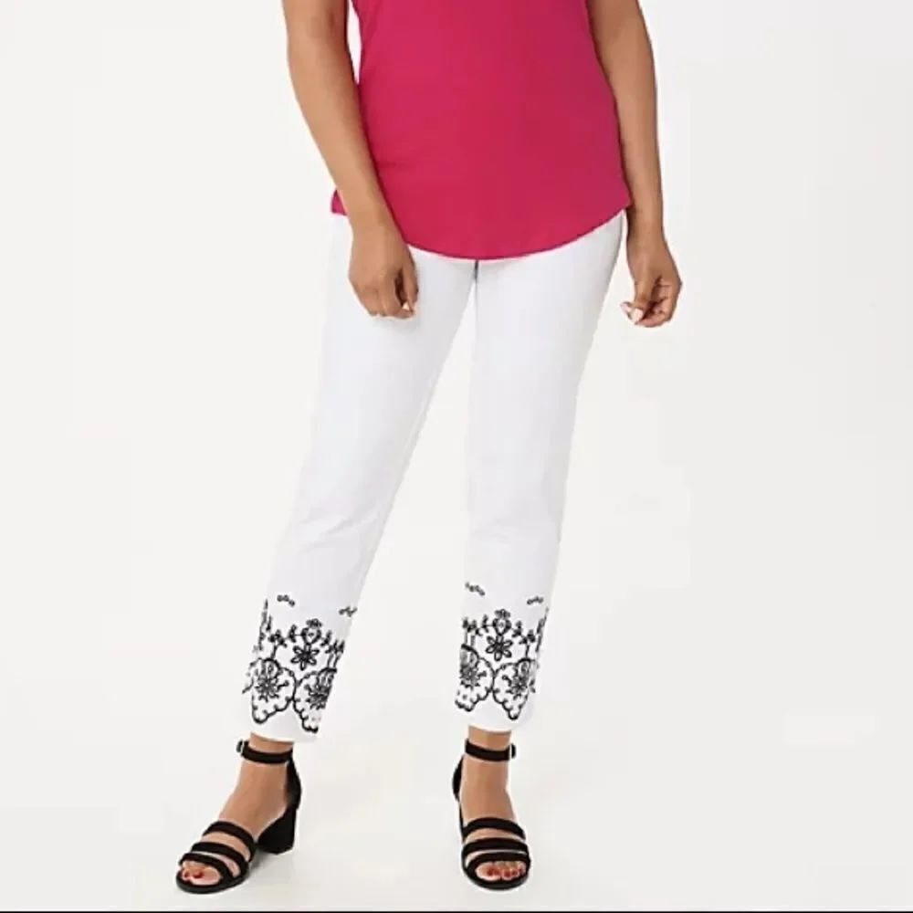 Isaac Mizrahi 24/7 Stretch Embroidered Ankle Pants